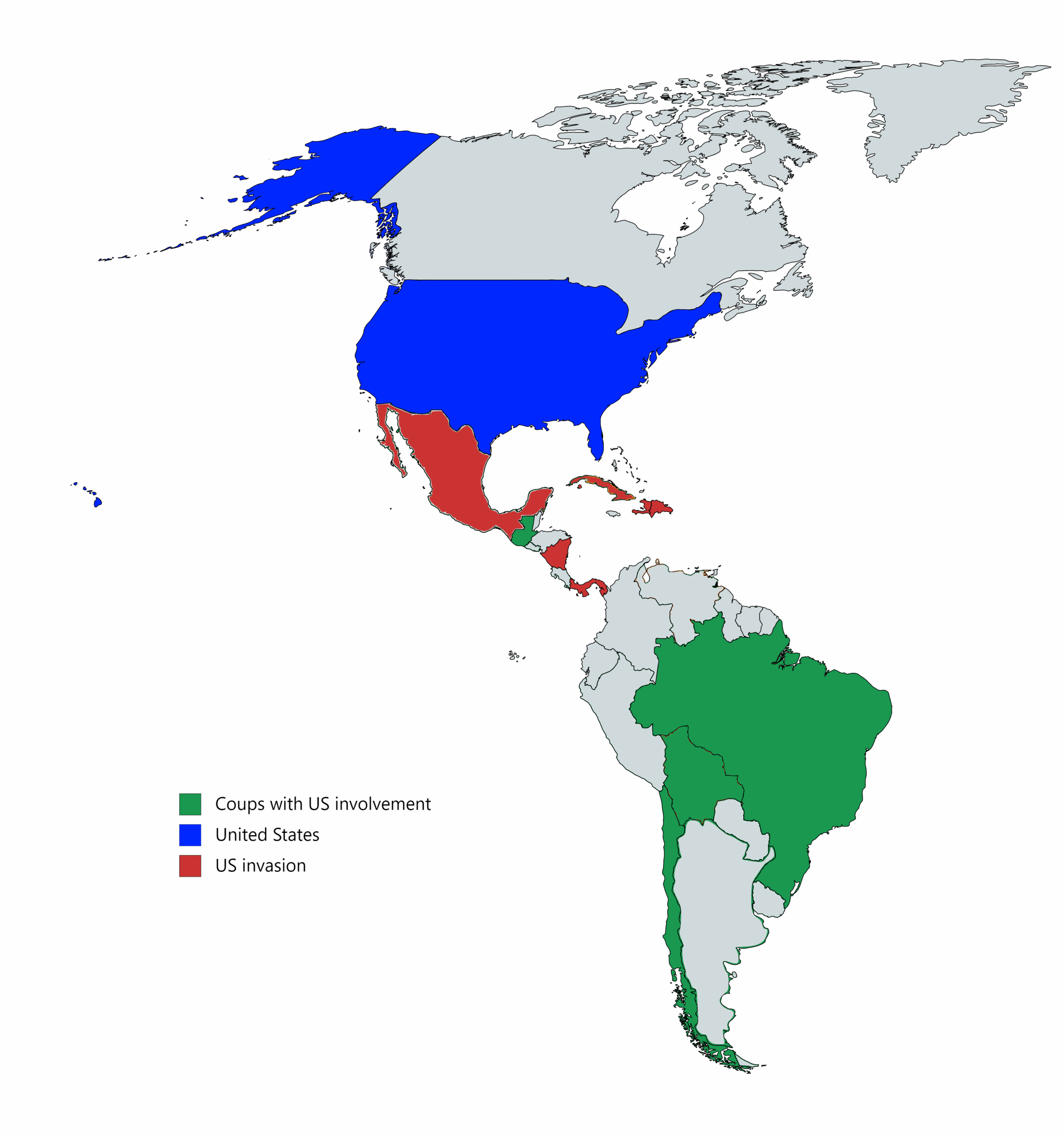 United States Involvement In Regime Change In Latin America pertaining to Map of USA and Latin America