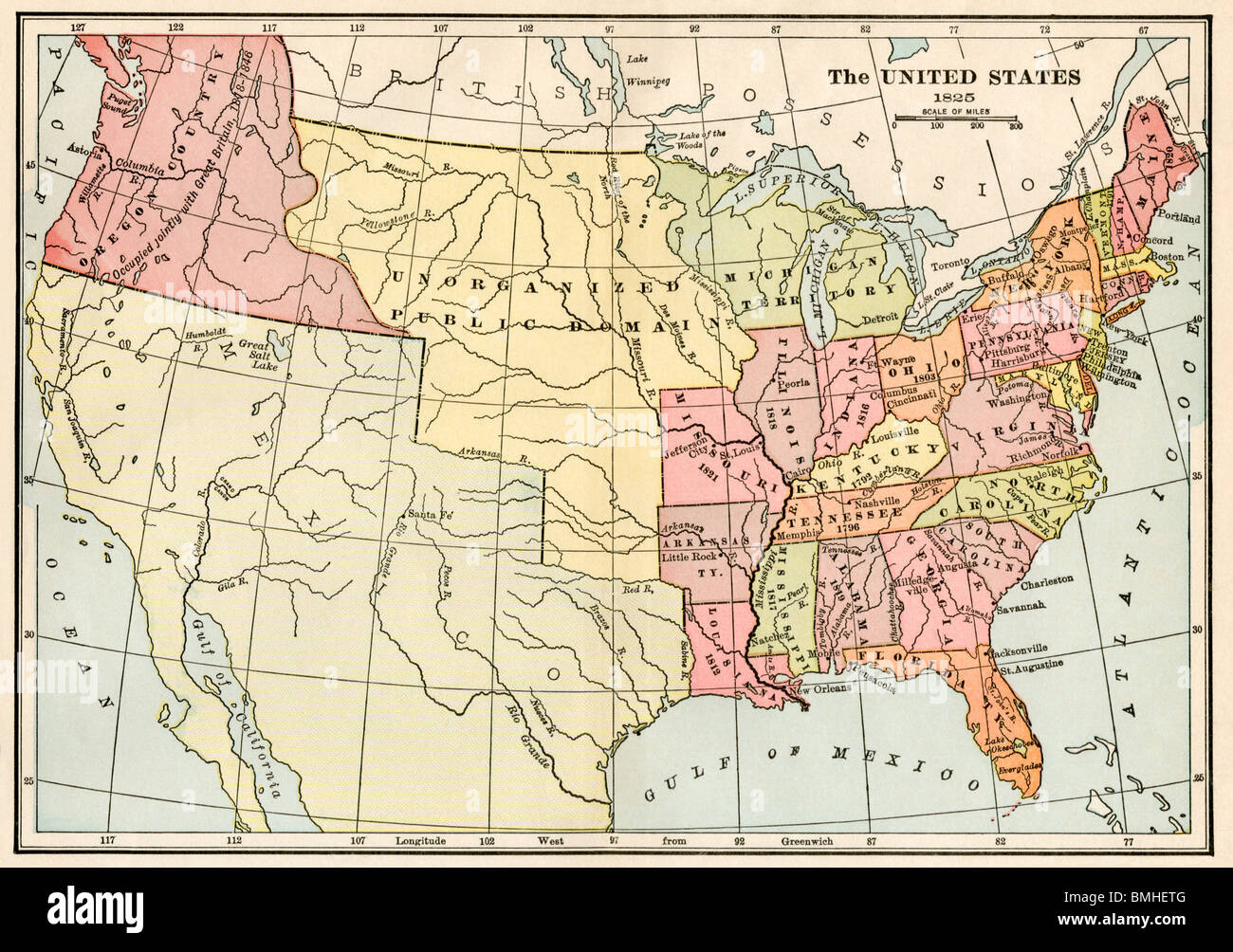 United States Map 1800S Hi-Res Stock Photography And Images - Alamy for Map Of The Usa In The 1800S
