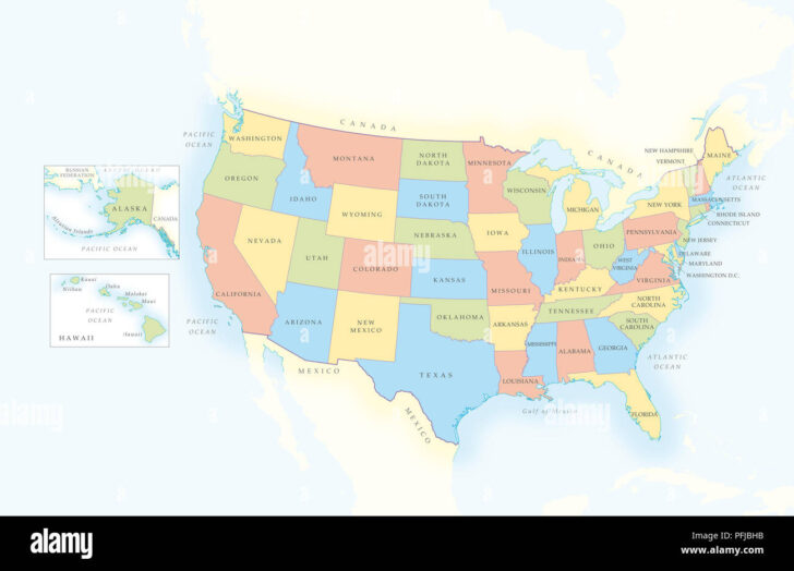 Map of USA Including Alaska and Hawaii