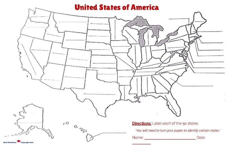 Fill In the Blank Map of USA