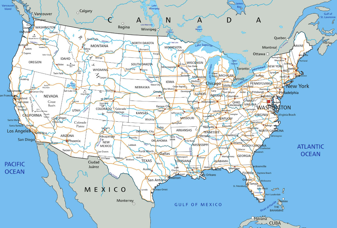United States Map - Guide Of The World intended for Map Of Usa States Cities And Highways