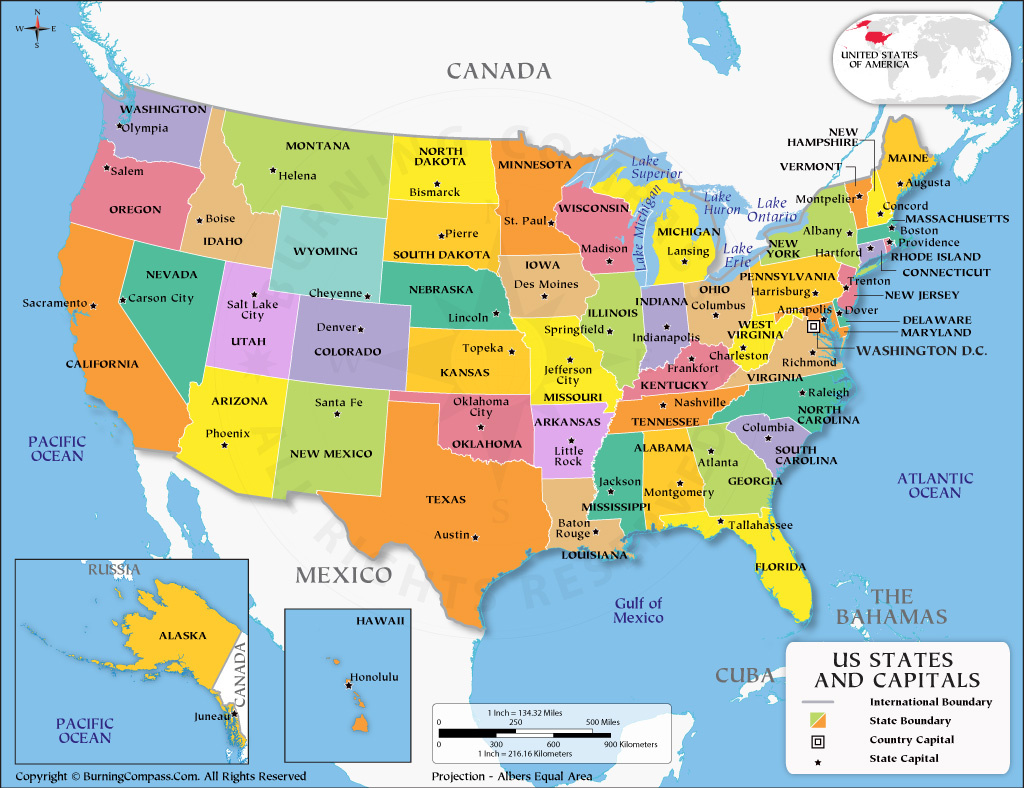 United States Map With Capitals, Us States And Capitals Map in Map Of States And Capitals Of Usa