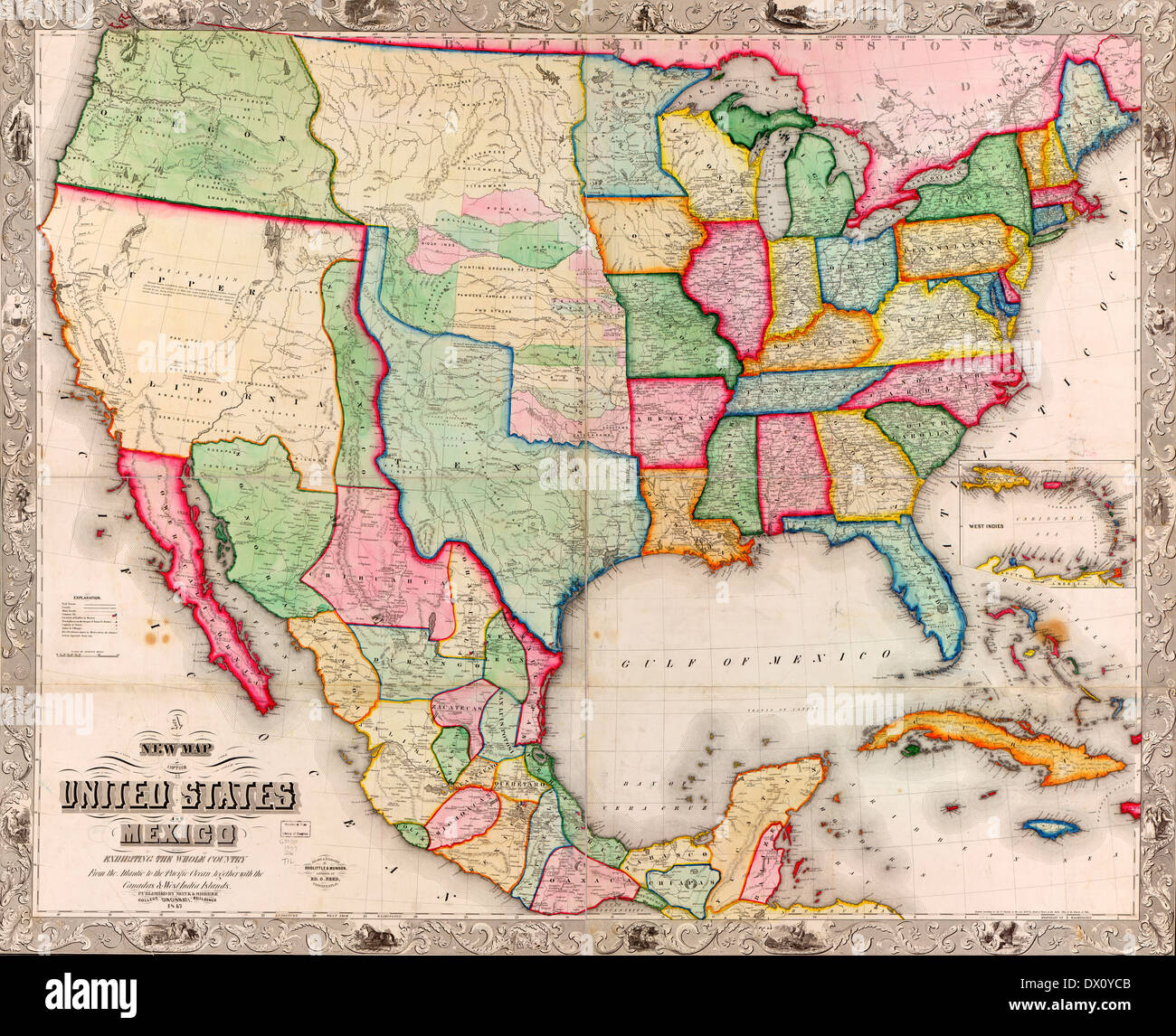 United States Mexican American War Map Hi-Res Stock Photography pertaining to Map of USA Before Mexican War