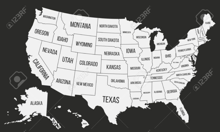Map of USA with State Names Svg