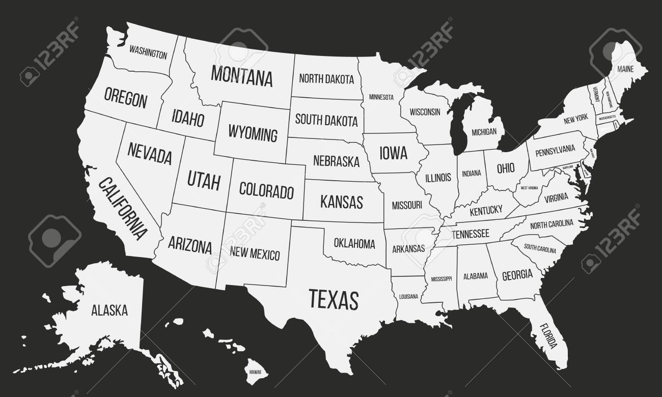United States Of America Map. Poster Map Of Usa With State Names inside Map of USA with State Names Svg