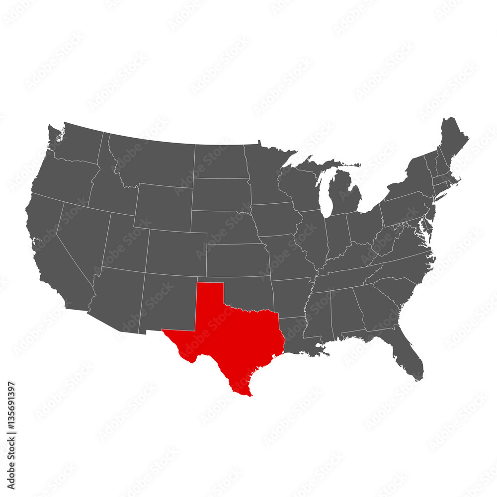United States Of America With Texas Highlighted Map Stock Vector regarding Map Of Usa With Texas Highlighted