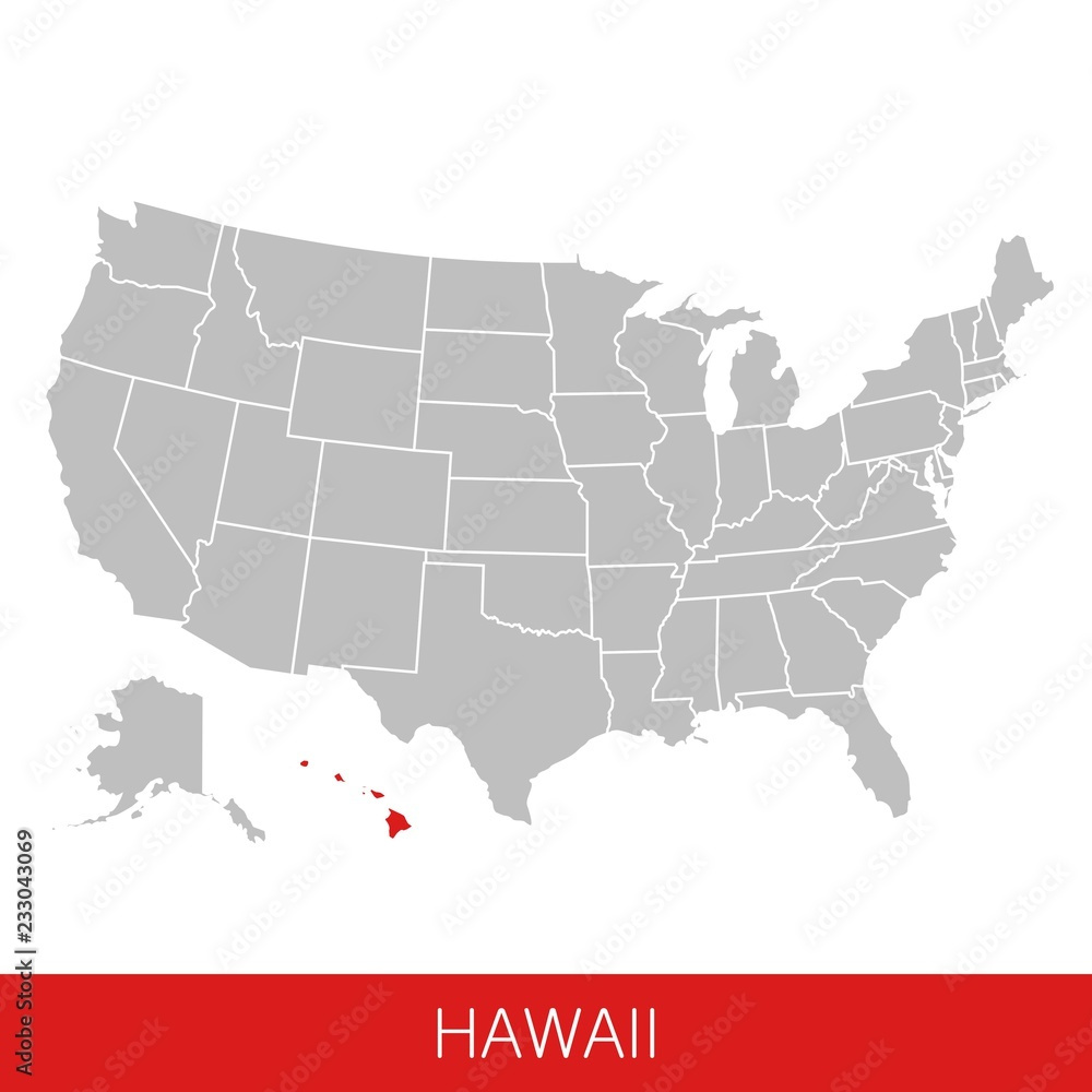 United States Of America With The State Of Hawaii Selected. Map Of regarding Map of USA with Hawaii Highlighted