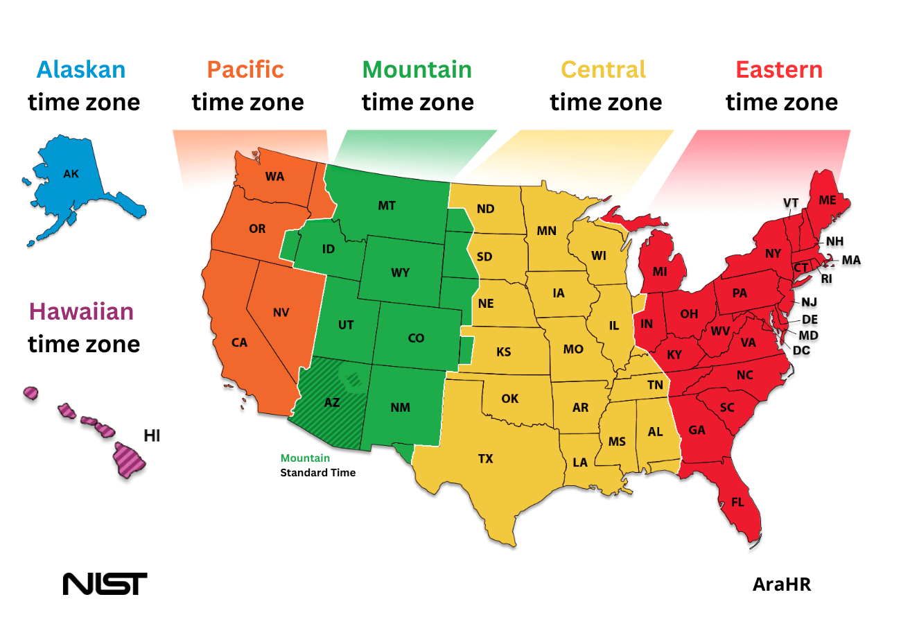 United States Time Zones - Arahr for Map of USA Time Zones and States