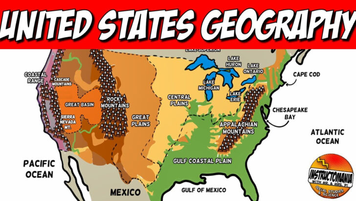 Map of USA with Physical Features