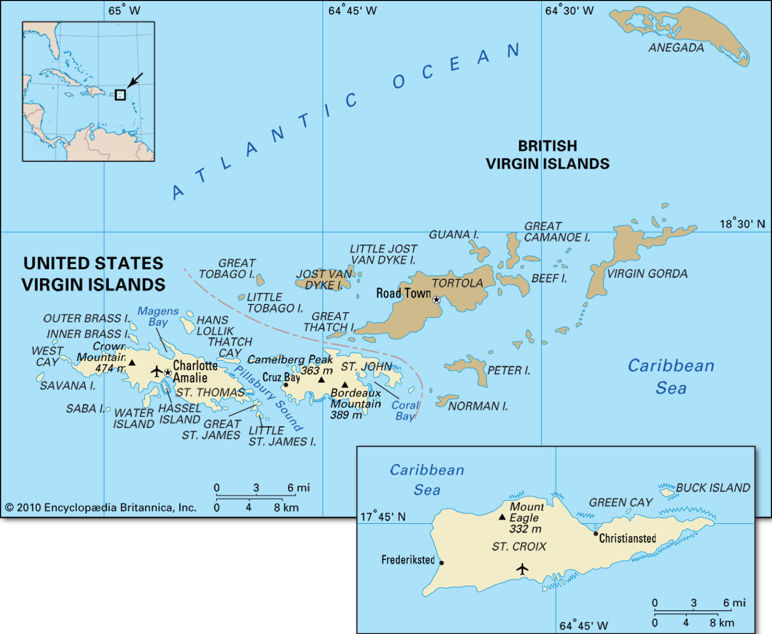 Specific Islands Map of USA and Surrounding Islands