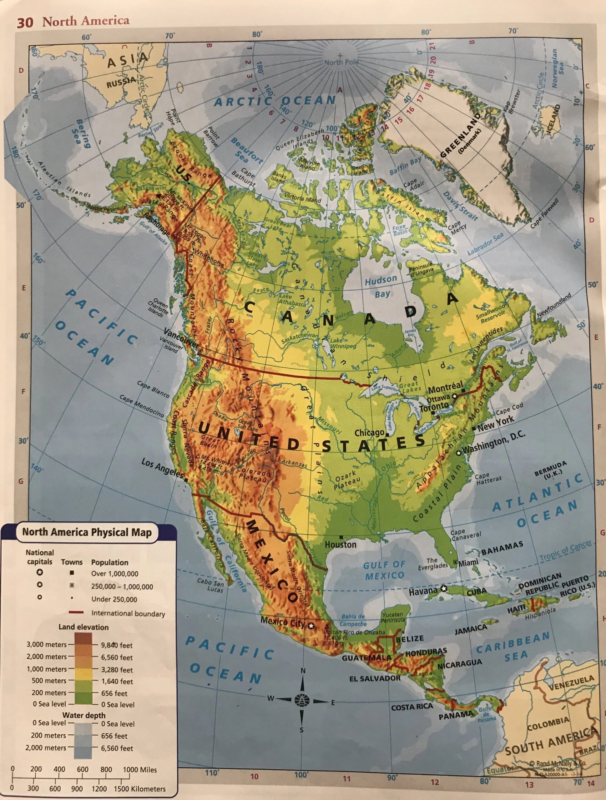 Us/Canada — World Geo 8 within Geographical Map of USA and Canada