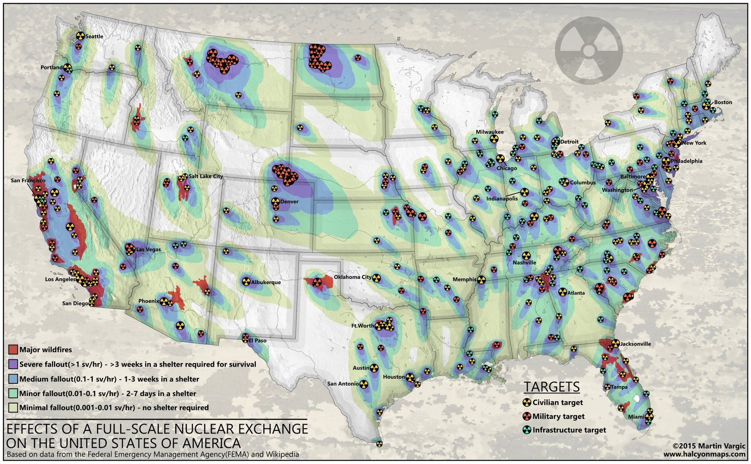 Us Cities And Locations That Are The Most Likely To Get Hit In A for Map Of Likely Nuclear Targets Usa