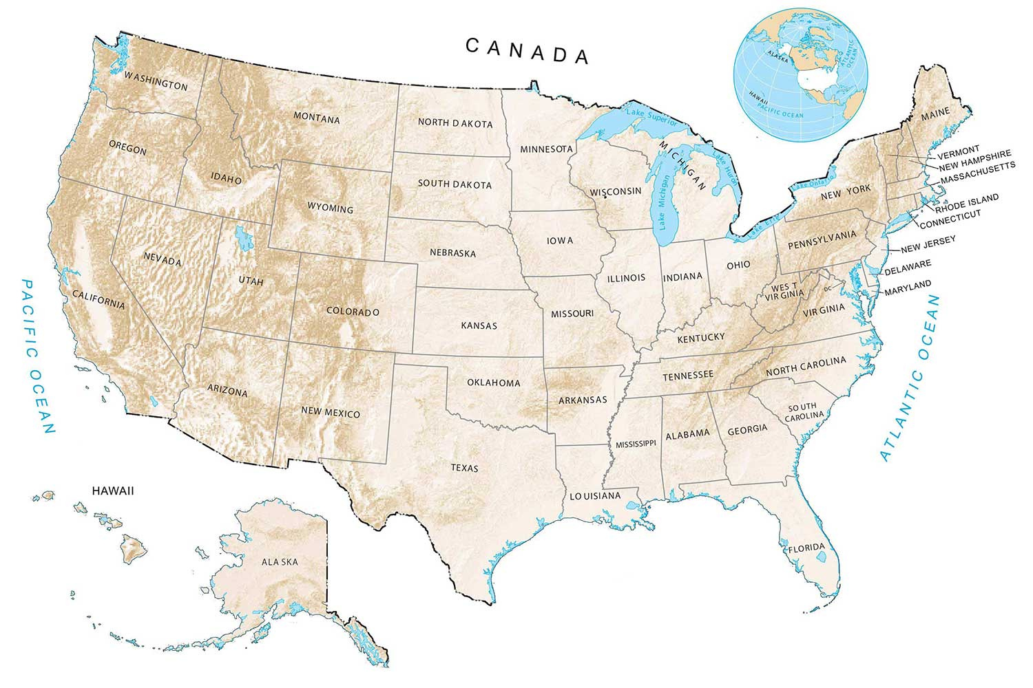 Us Elevation Map And Hillshade - Gis Geography regarding Elevation Map Of Usa With States