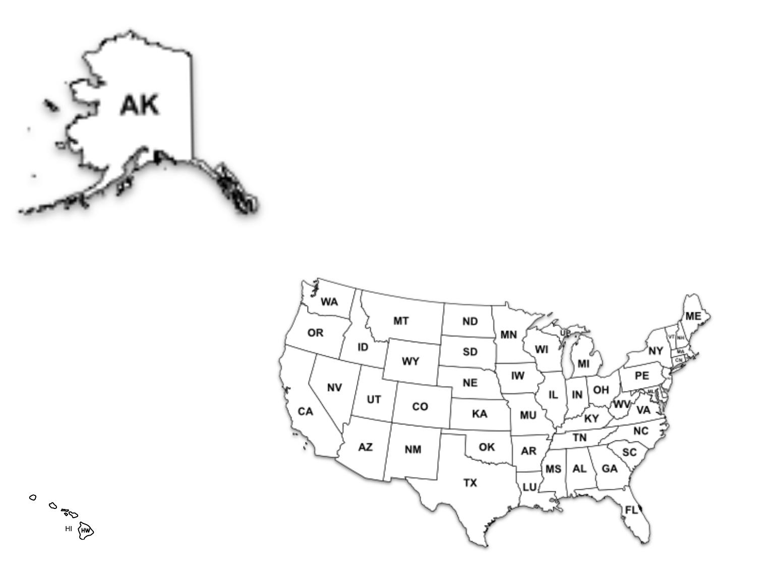 Us Map But With Alaska And Hawaii Included, And Shown Accurately inside Outline Map of USA with Alaska and Hawaii