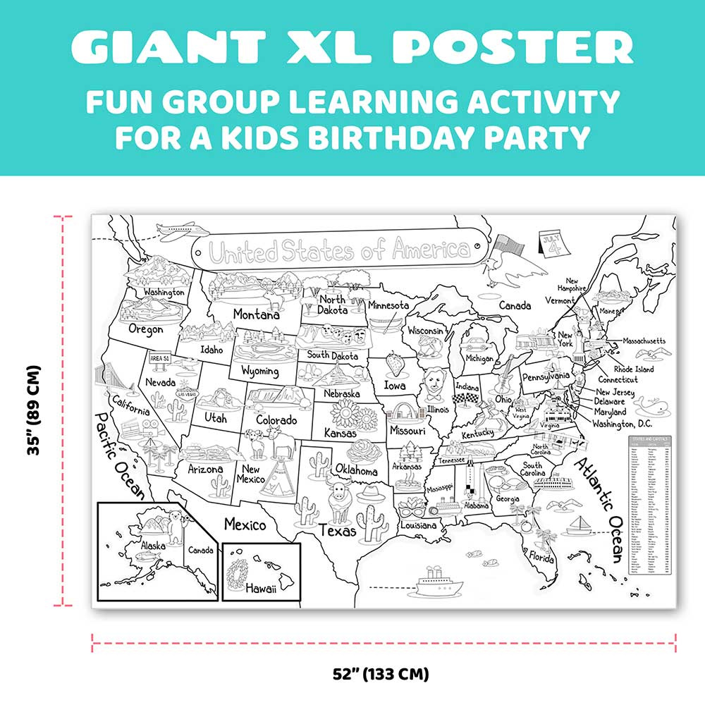 Us Map Coloring Poster (35X52&amp;quot;) Giant Coloring Posters throughout Map Of The Usa To Color
