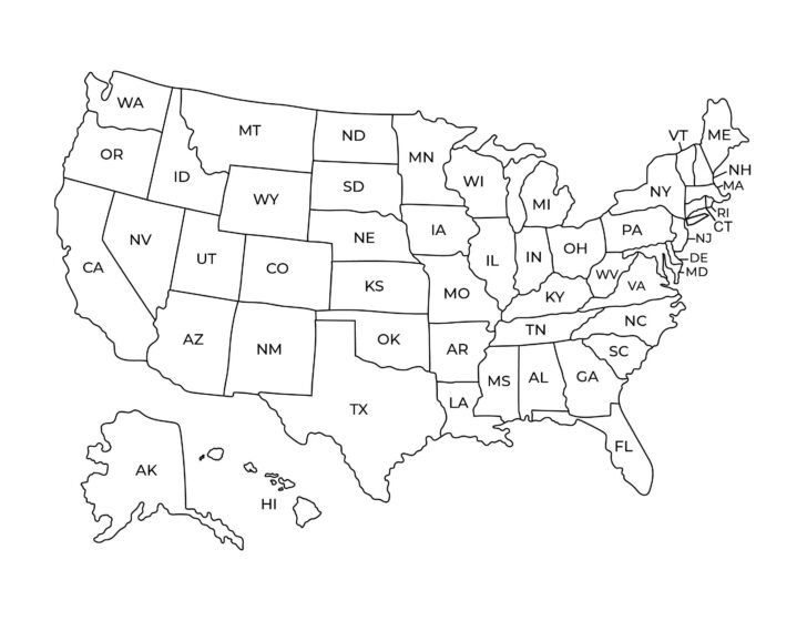 White Map of USA with States White Map of USA with States