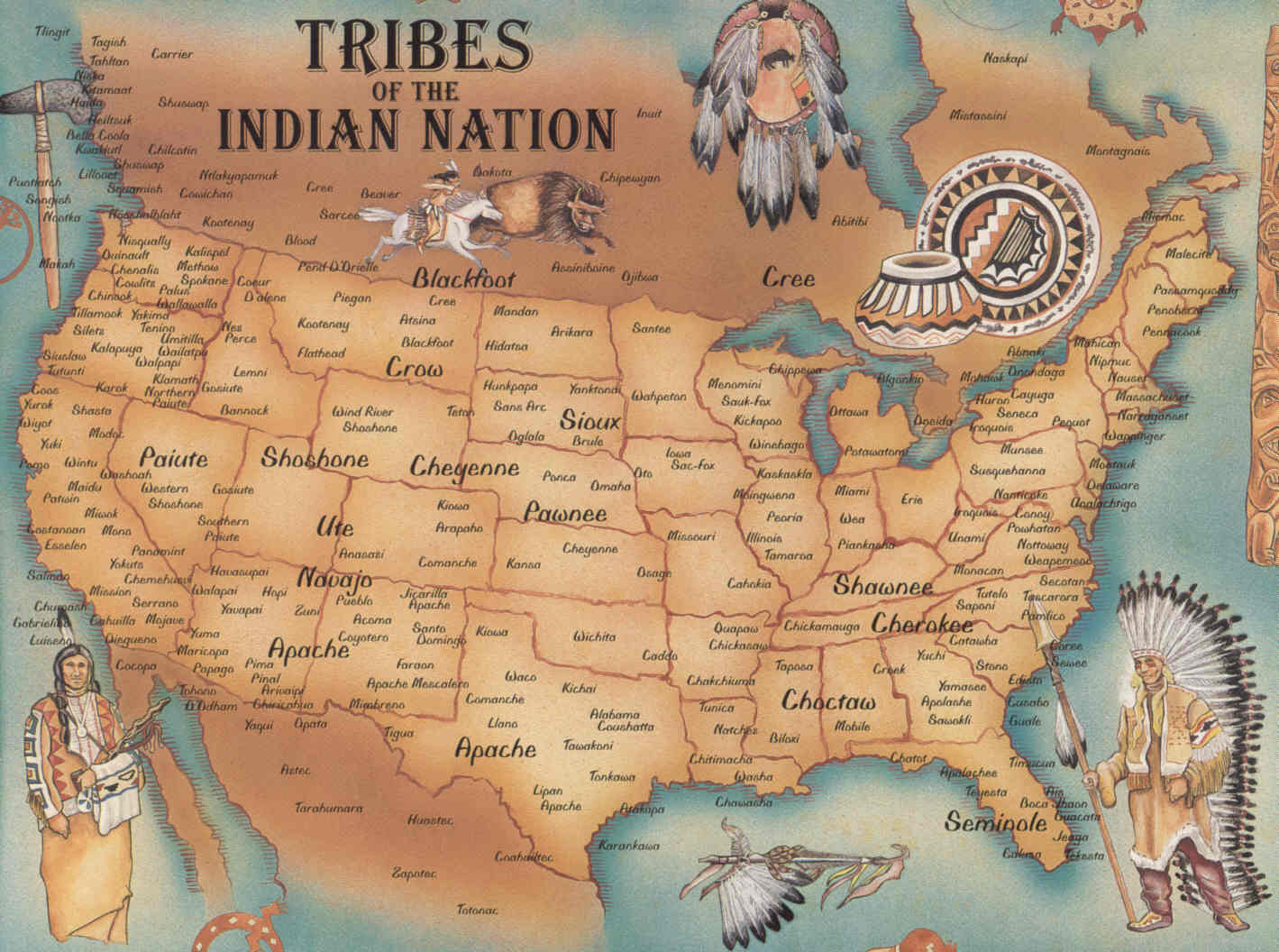 Us: Map Of The Native American Tribes with regard to Map of USA with Native American Tribes