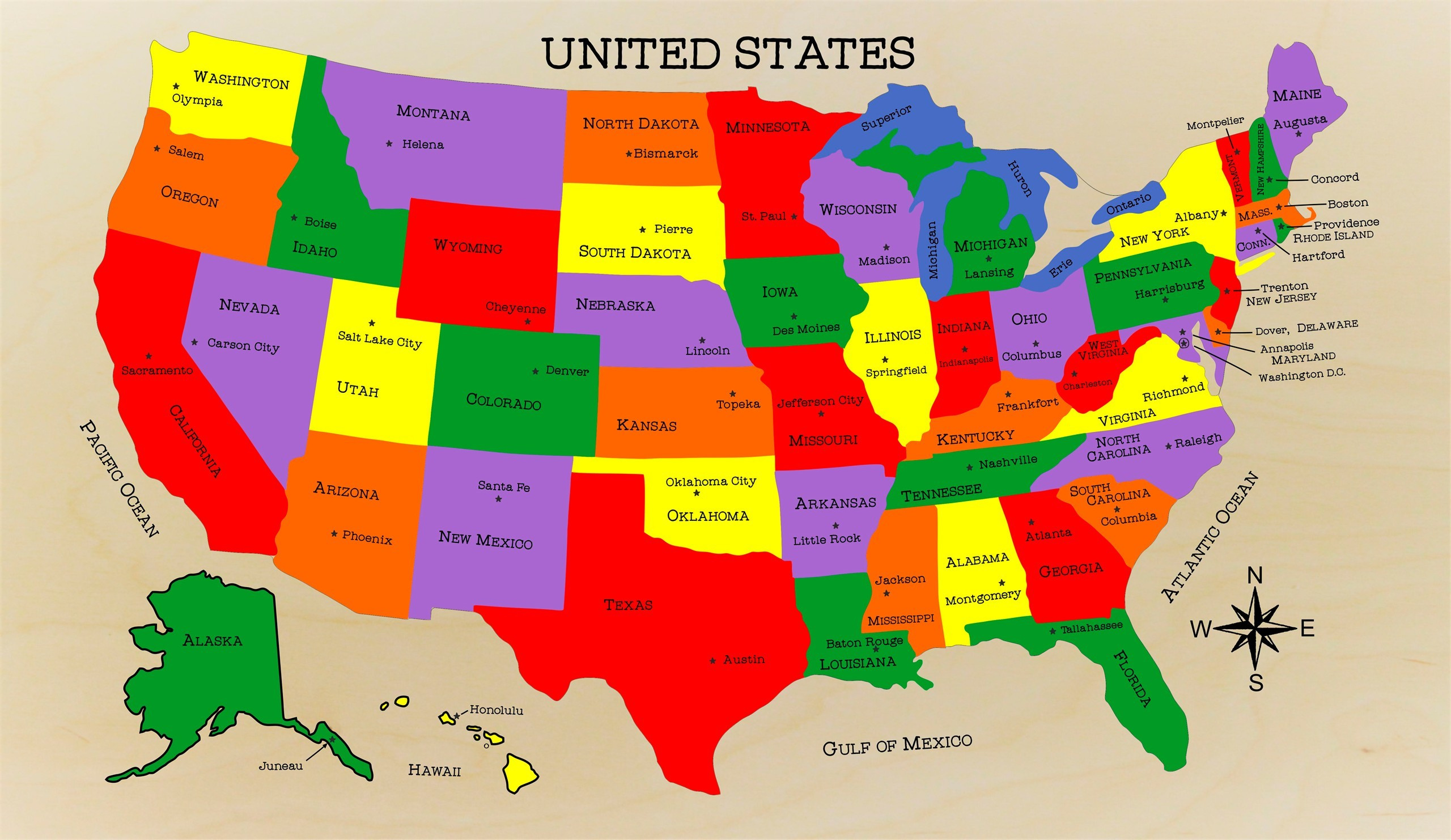Us Map Puzzle With State Capitals within States and Capitals Map of USA