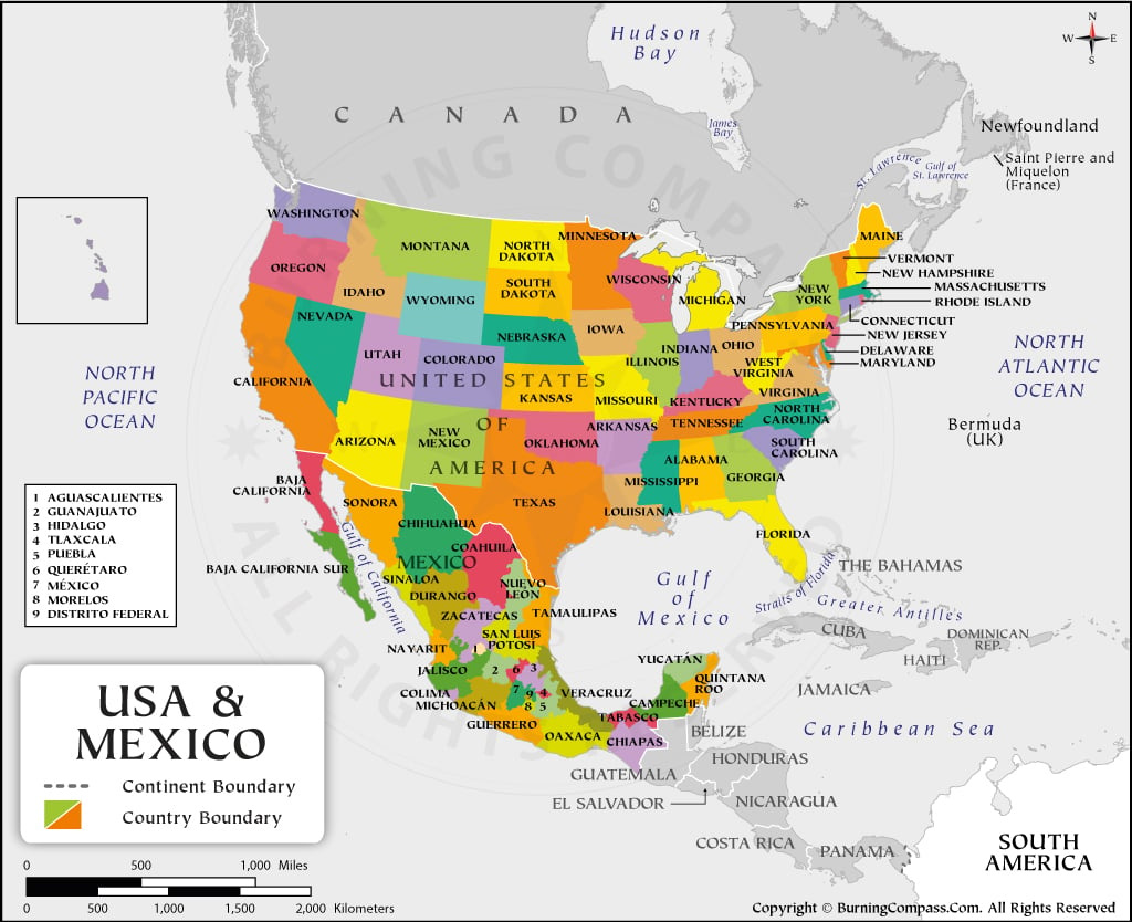 Us Mexico Map, Usa Mexico Map, Us And Mexico Map regarding Map of USA States and Mexico