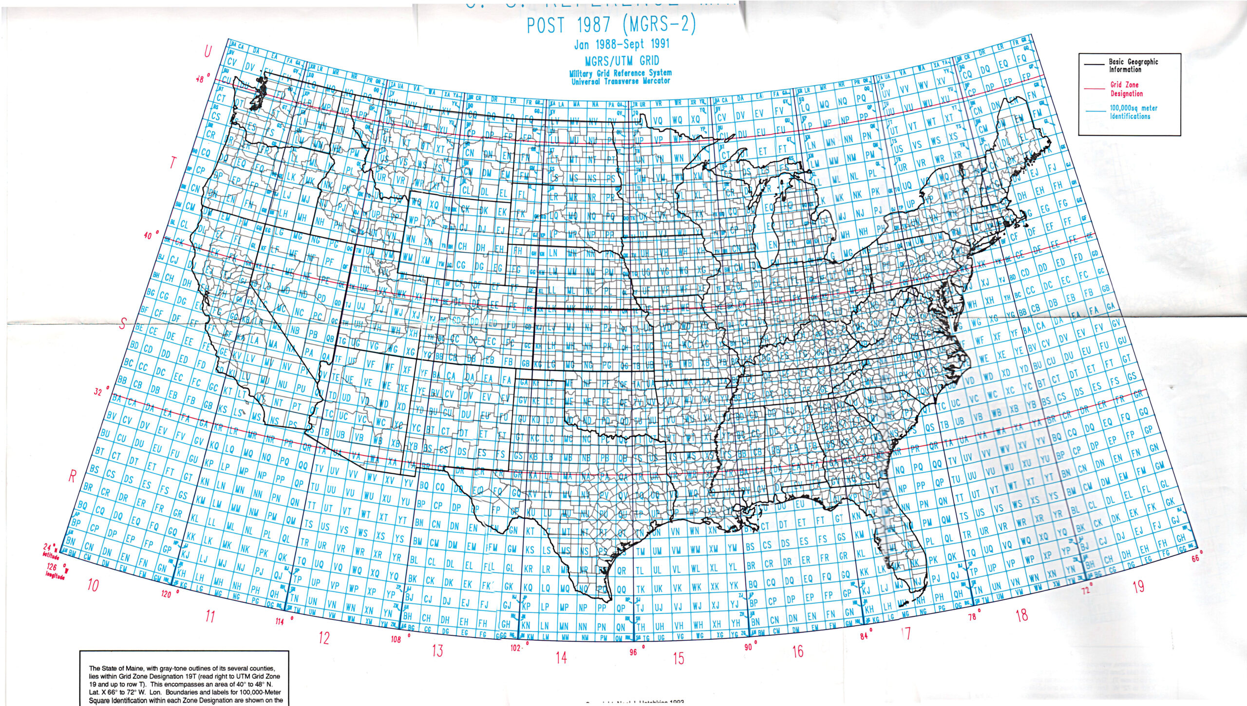Us National Grid in Map of USA with Grid Lines