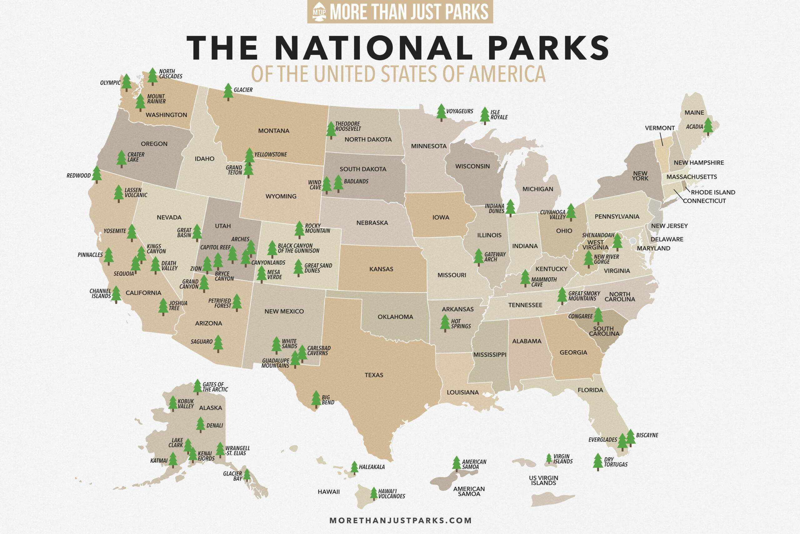 Us National Parks Map Digitaler Download Von More Than Just Parks pertaining to Map of USA Showing All National Parks