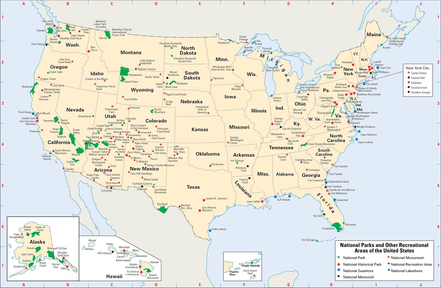 Us National Parks Map - Us-Karte Von National Parks (Nord-Amerika inside Map of USA with Cities and National Parks