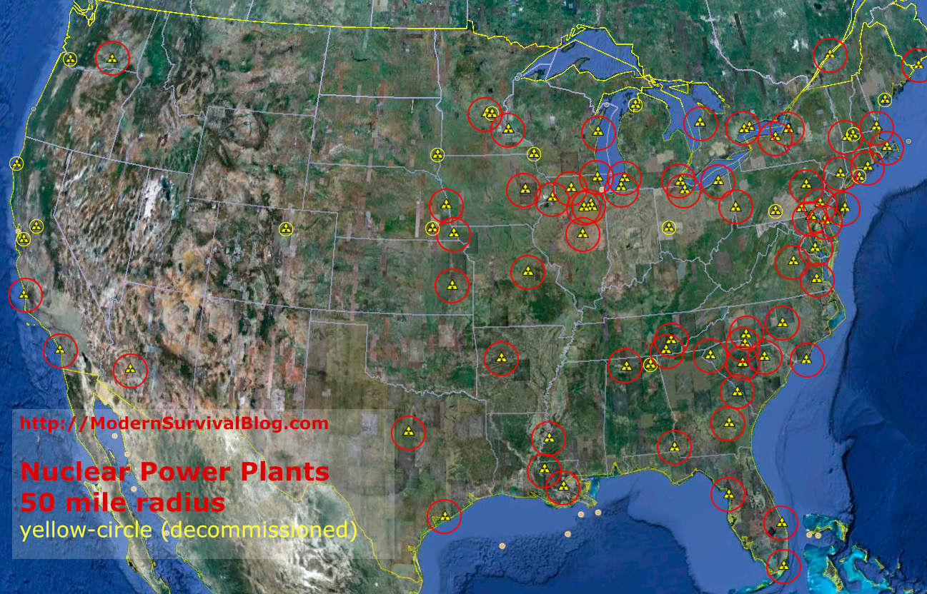 Us Nuclear Power Plants Fallout Map - Locations &amp;amp; Live Time Wind Flow for Map Of All Nuclear Reactors In Usa