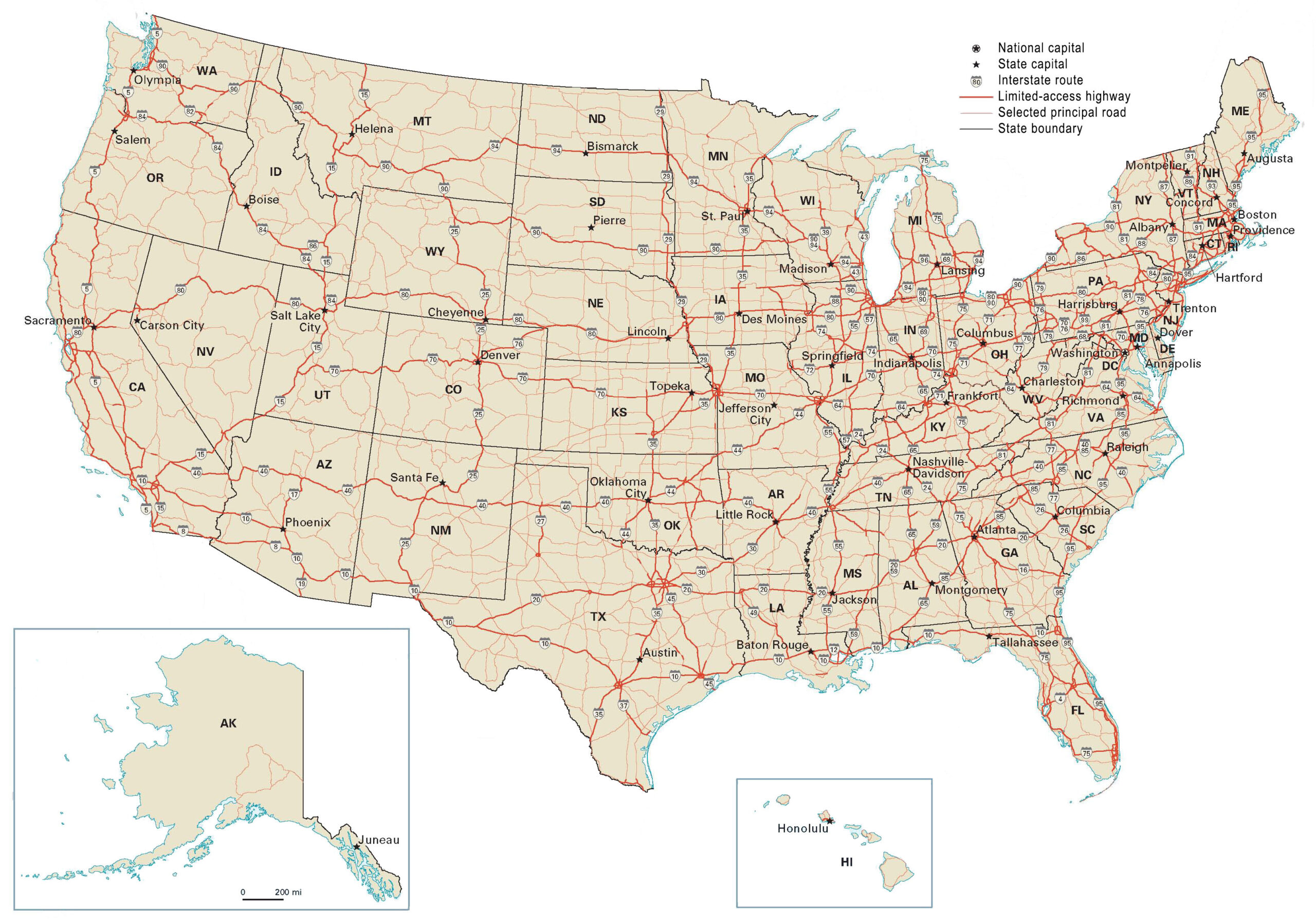Us Road Map: Interstate Highways In The United States - Gis Geography inside Free Road Map of USA with States and Cities