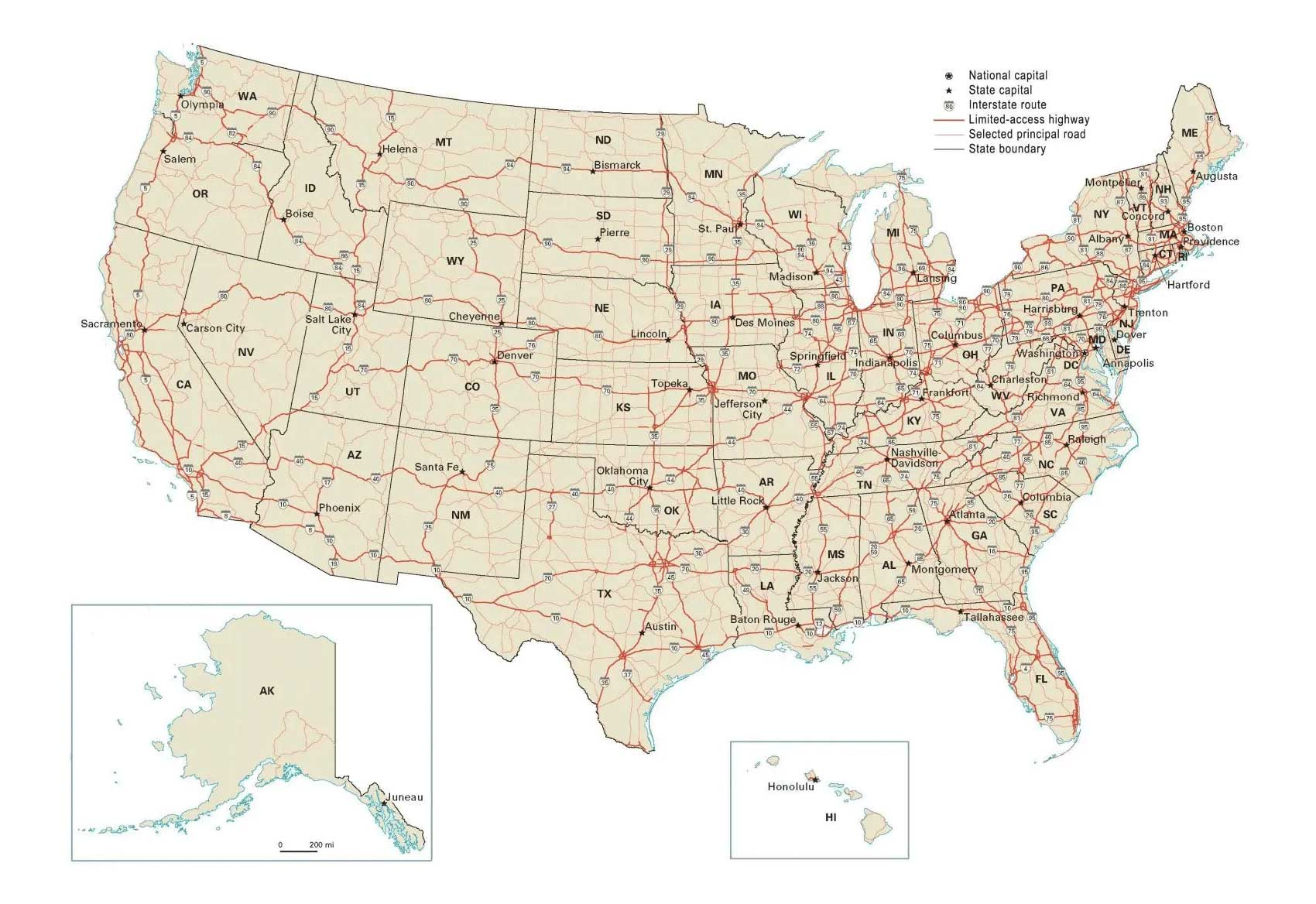 Us Road Map: Interstate Highways In The United States - Gis Geography with Driving Map Of Usa With States And Cities