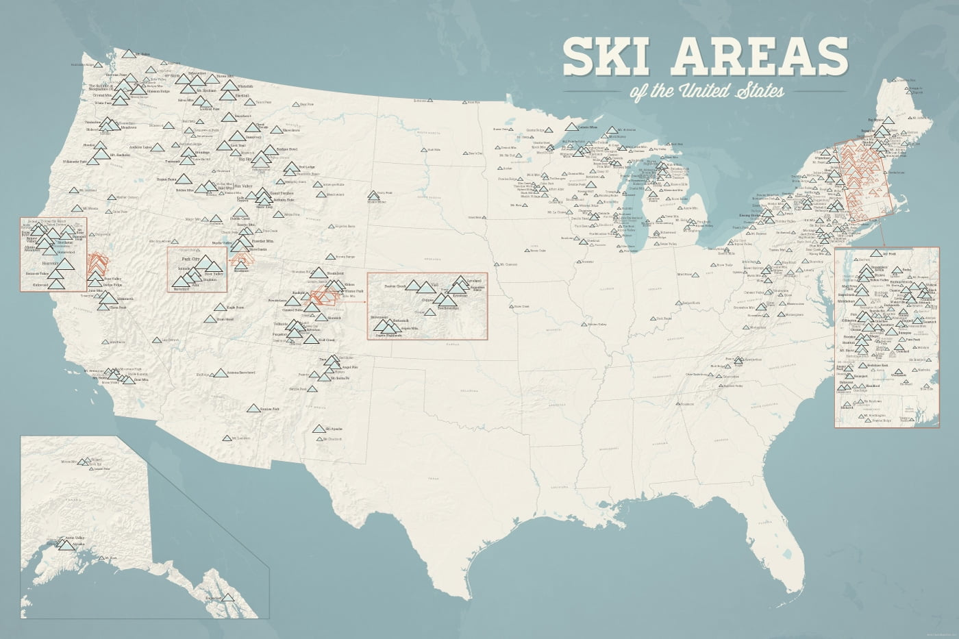 Us Ski Resorts Map 24X36 Poster - Walmart with regard to Map of All Ski Resorts In USA