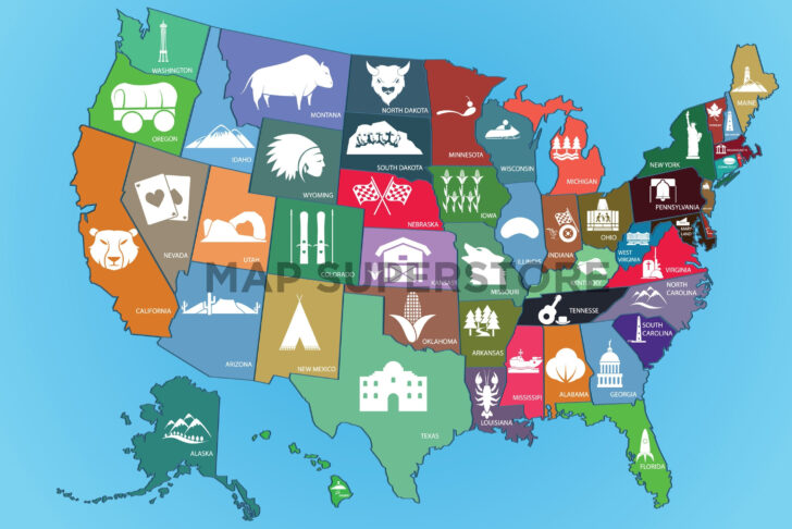 USA Map with Points of Interest