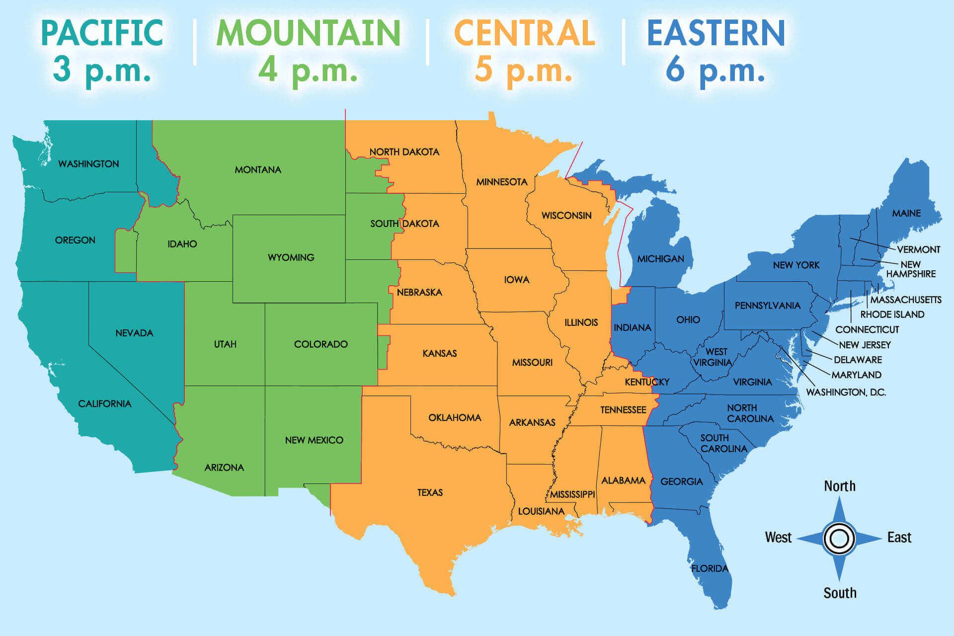 Us Time Zone Map - Guide Of The World inside Map of USA with States and Time Zones