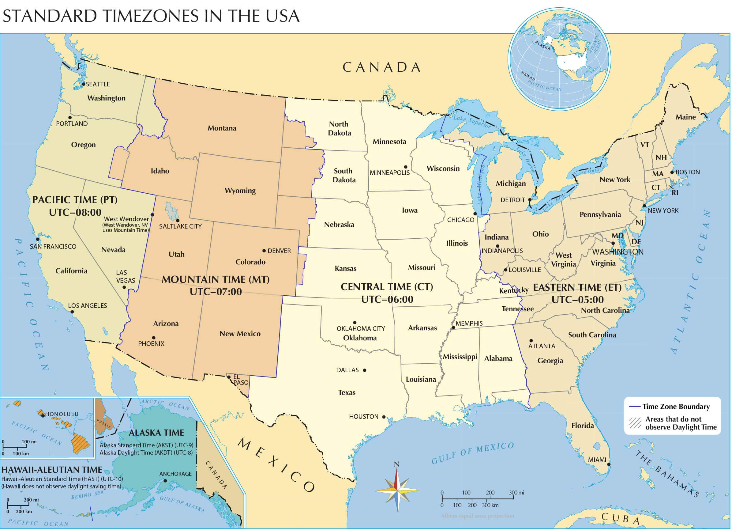 Us Time Zone Map - Guide Of The World with Time Zone Map of USA with States