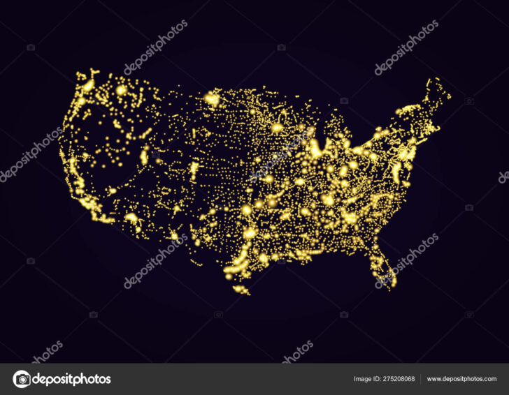 Map of USA Lights At Night