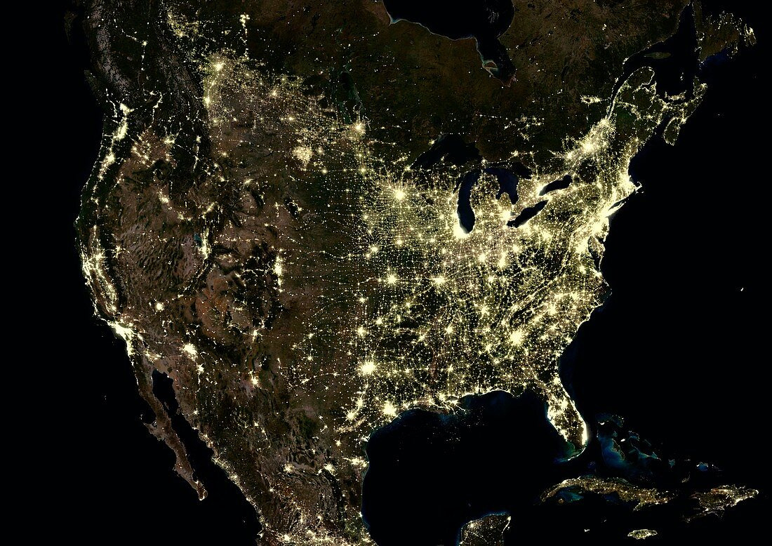 Usa At Night,Satellite Image – Bild Kaufen – 11712785 ❘ Science with Satellite Map Of Usa At Night