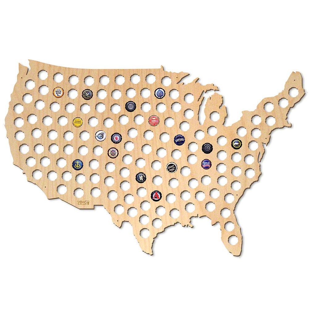 Usa Beer Cap Map - 4 Sizes Available - The Man Registry with Beer Cap Map Of The Usa