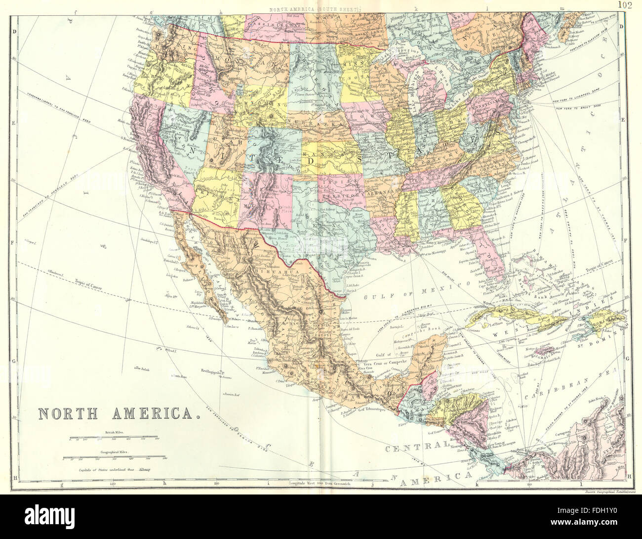 Usa Central America Caribbean: North America South Sheet. Mexico throughout Map Of Usa Mexico And Central America