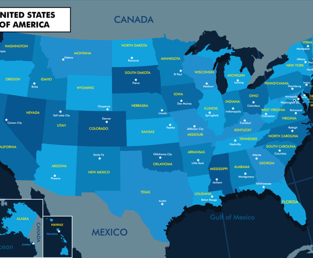 Google Map of USA States with Names