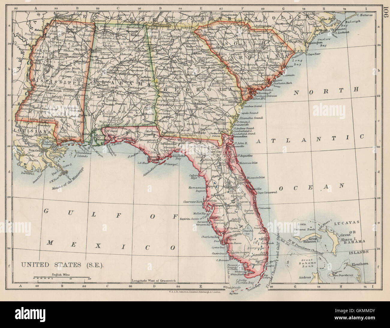 Usa Deep South. Florida South Carolina Georgia Alabama Mississippi throughout Map of Georgia and Florida USA