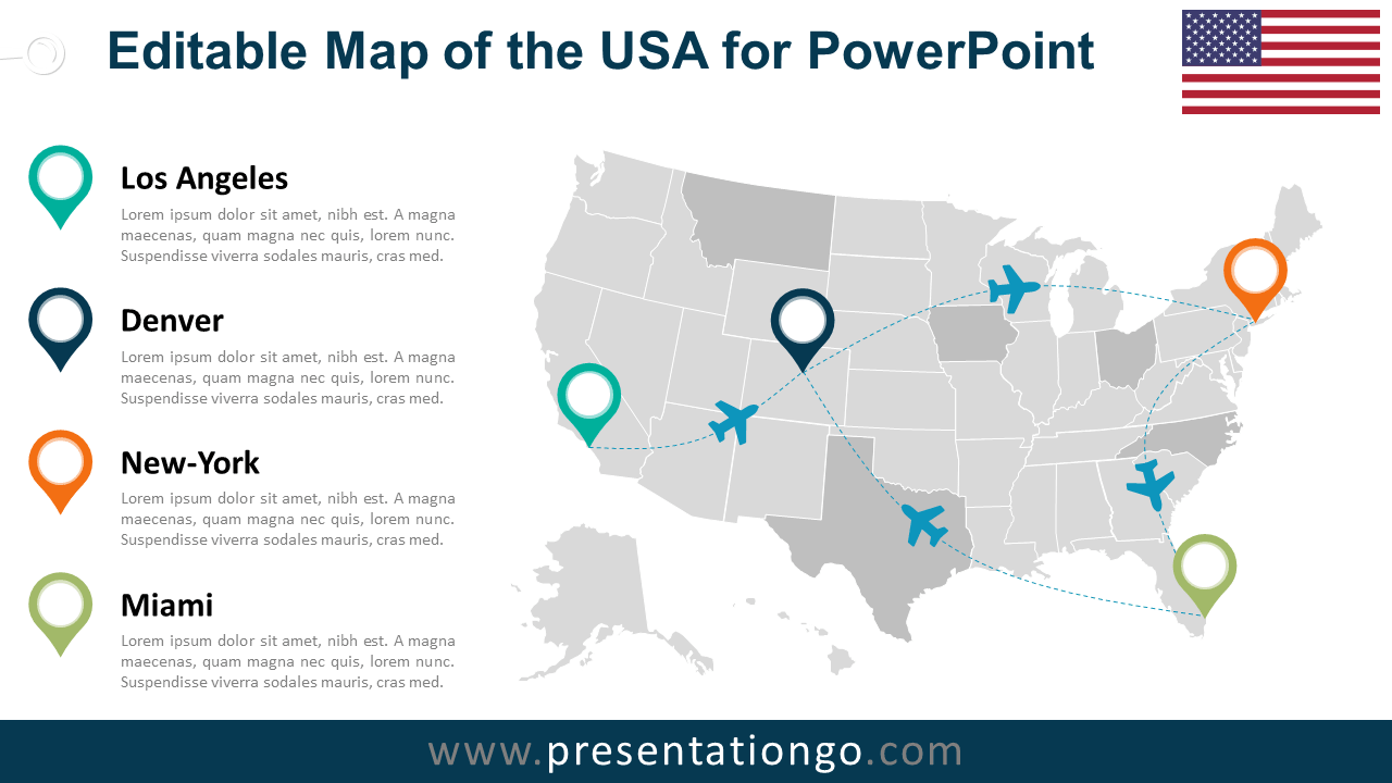 Usa Editable Powerpoint Map - Presentationgo regarding Editable Map of USA For Powerpoint