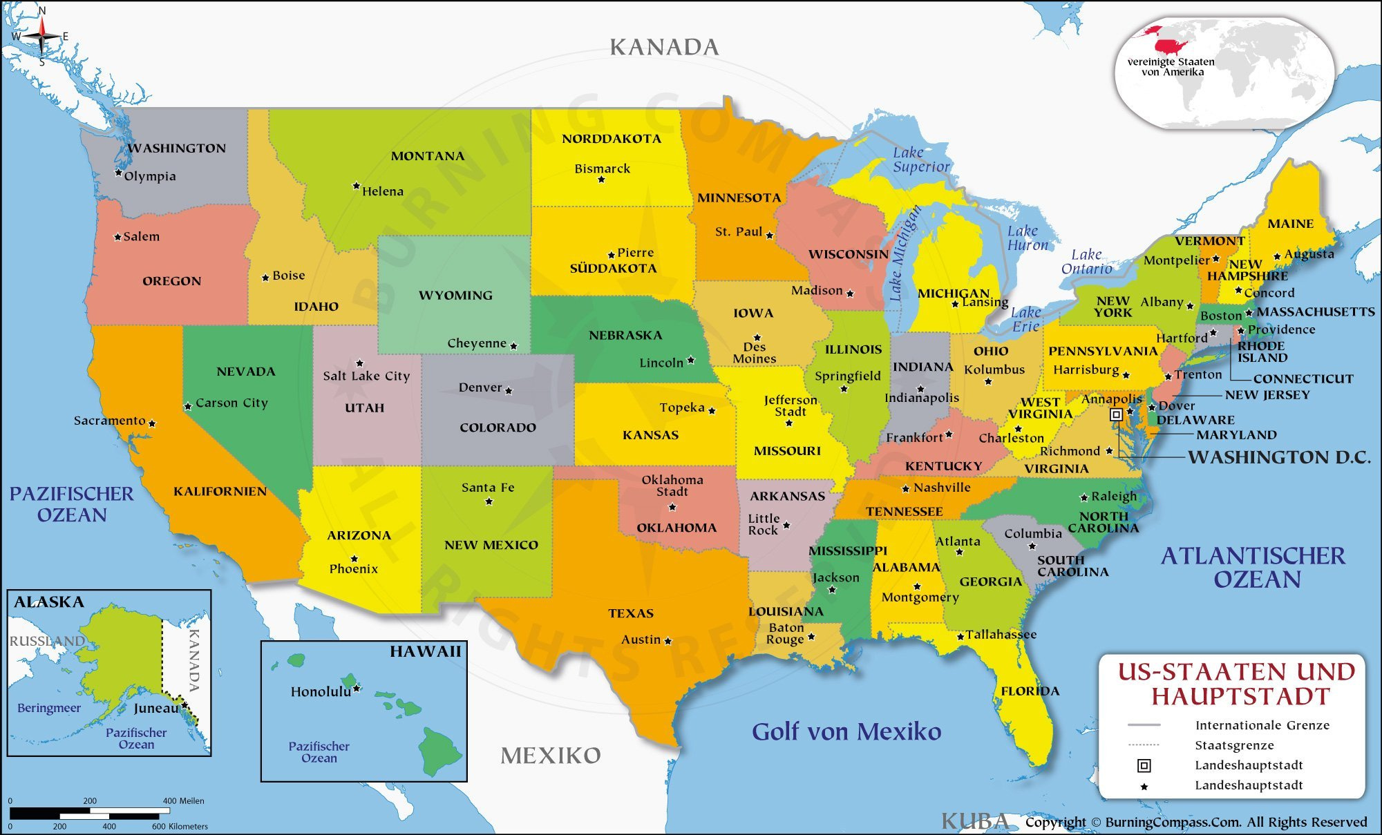 Usa-Karte Kaufen, Buy Us Map In German Language / Deutsch with Where Can I Buy A Map of the USA
