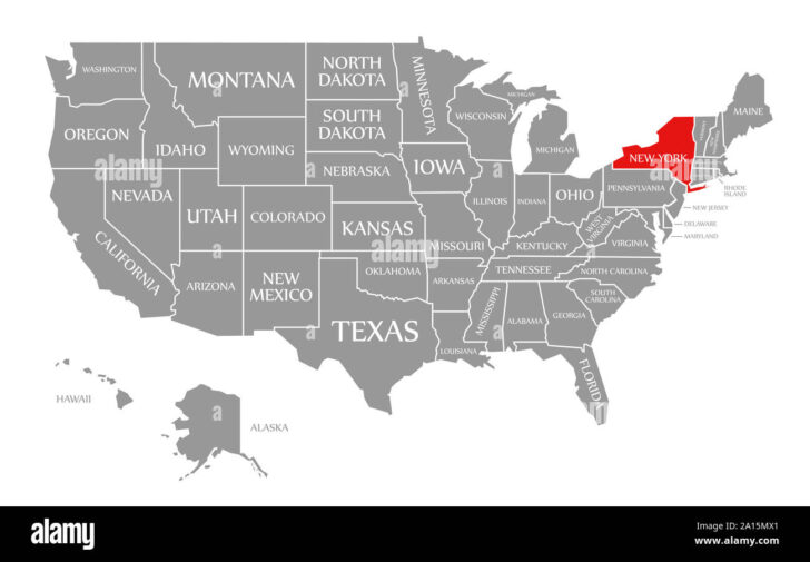 New York On A Map of USA