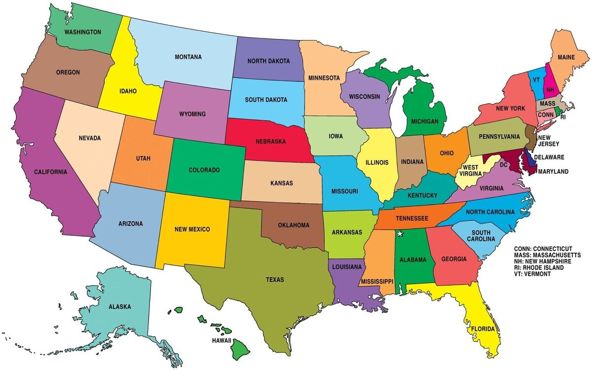 Usa Karte Vereinigte Staaten Von Amerika A5, A4, A3, A2, A1, A0 in Map of USA Showing All States