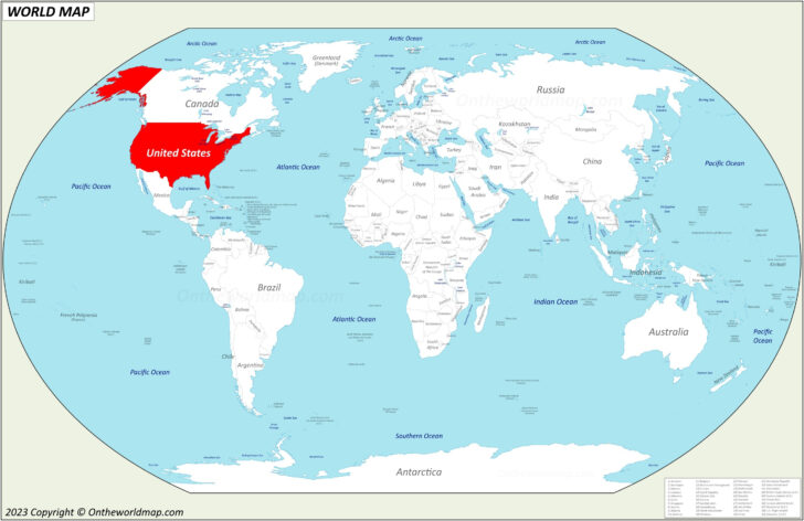 Map of USA In World Map