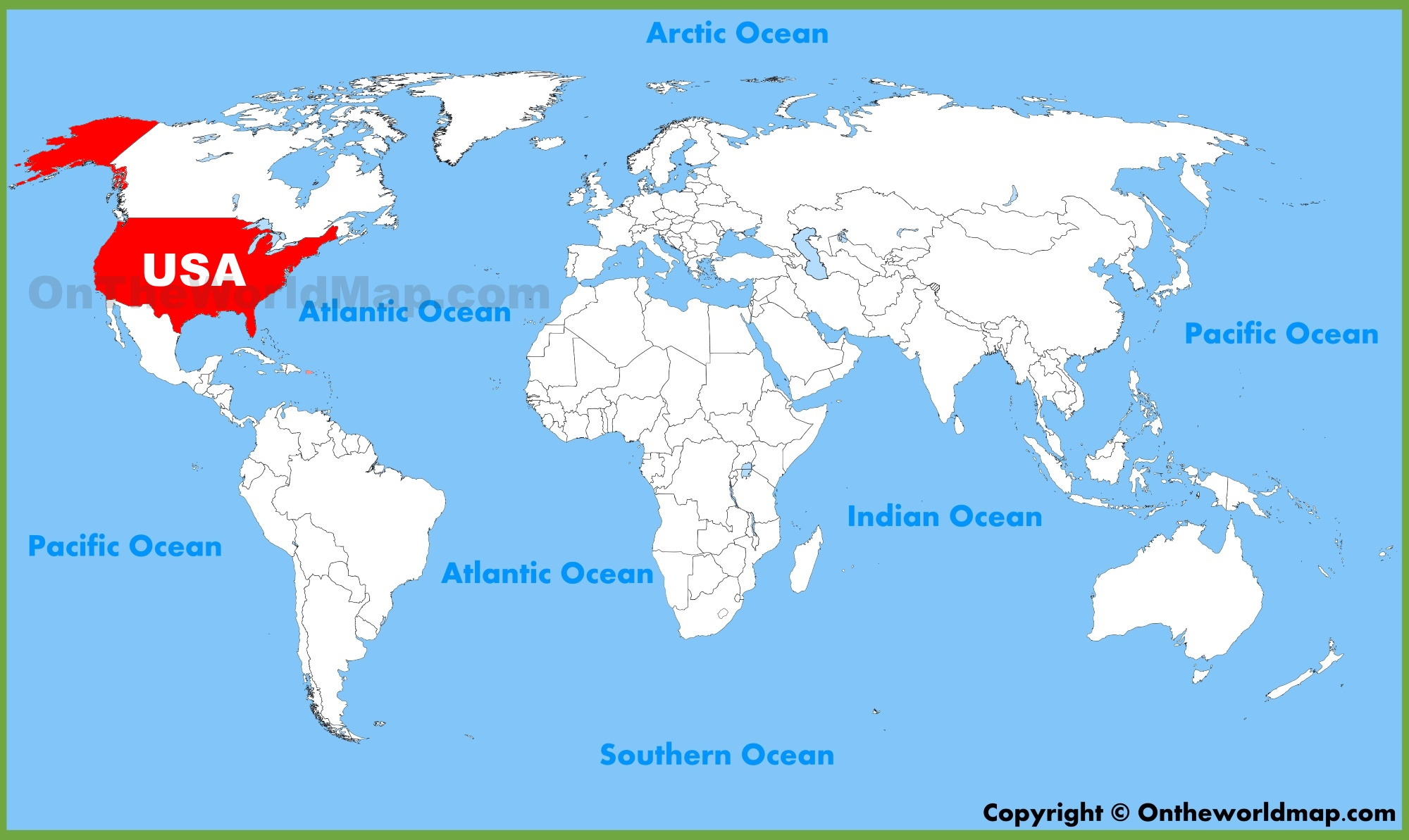 Usa Location On The World Map - Ontheworldmap with USA On the Map of the World