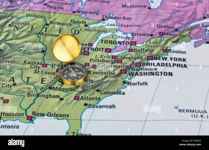 Map of the USA with Compass