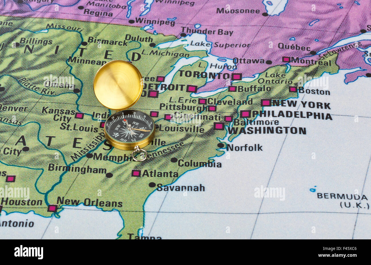 Usa Map And Compass Stock Photo - Alamy regarding Map Of The Usa With Compass