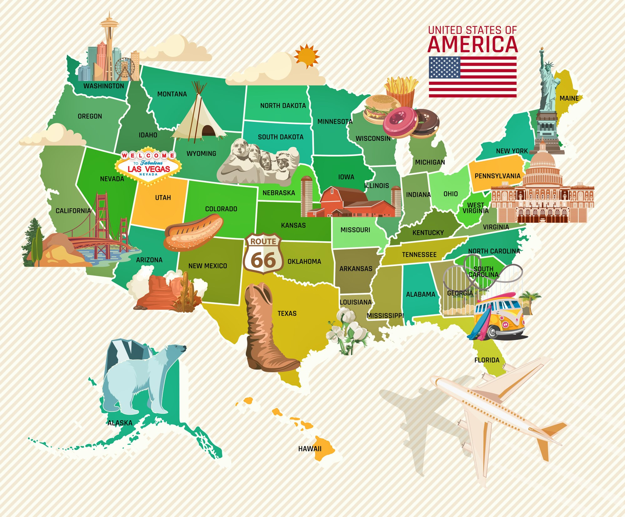 Usa Map Of Major Sights And Attractions - Orangesmile with Map of Places To Visit In USA