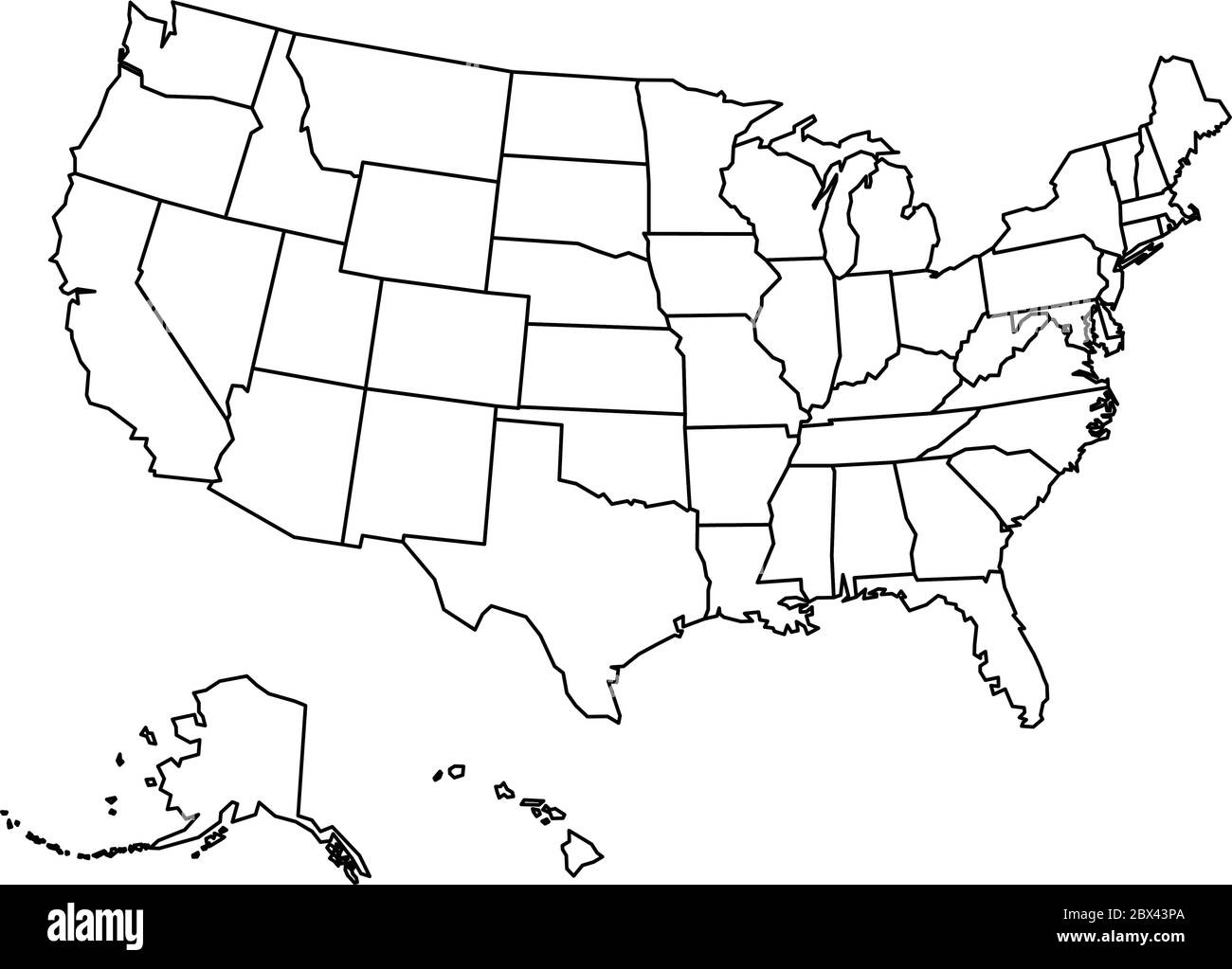 Usa Map Outline Black And White Stock Photos &amp;amp; Images - Alamy with Map of the USA Black and White