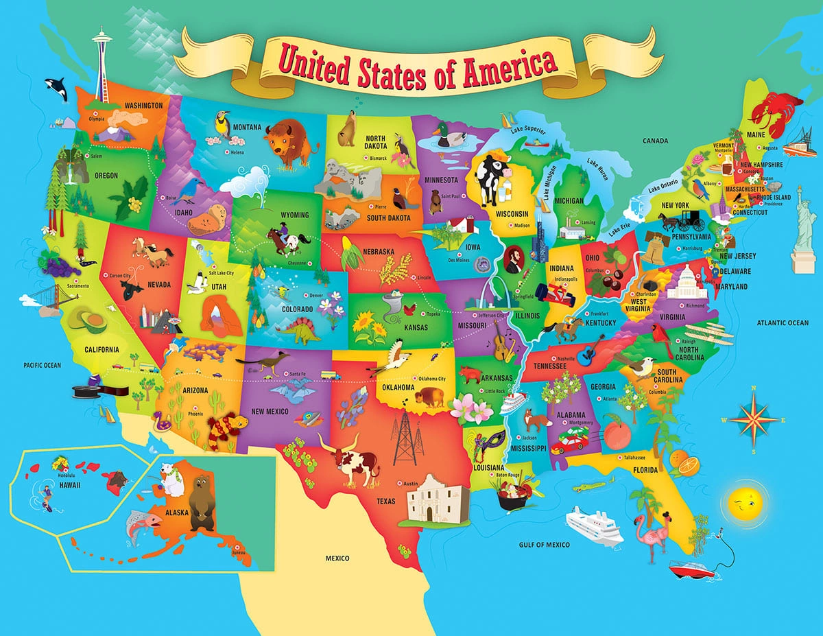 Usa Map State - 60 Piece Jigsaw Puzzlemasterpieces | Puzzle inside Map of USA To Put Pictures In